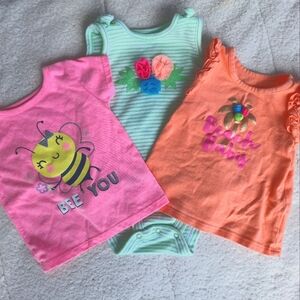 Wonder Nation Set of three colorful tops for baby girl sizes 6-9 months